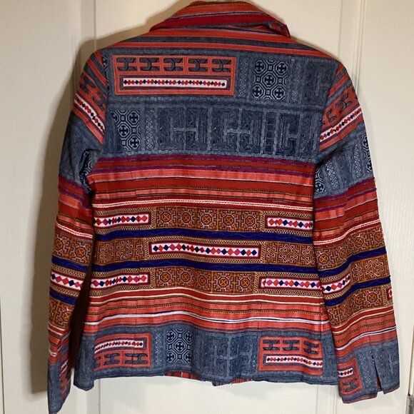 Coldwater Creek Women's Jacket Size 4 Colorful Geometric Strips Lined Cotton - Picture 6 of 8